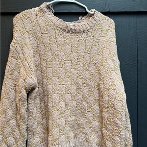 POL Beige and Tan Checkered Women's Sweater